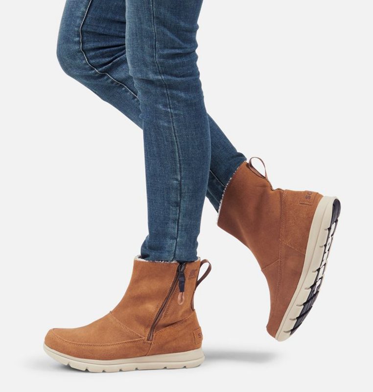 Sorel Dam Vinterkängor Brun - ™ Explorer Zip Låga - ZYR-092168